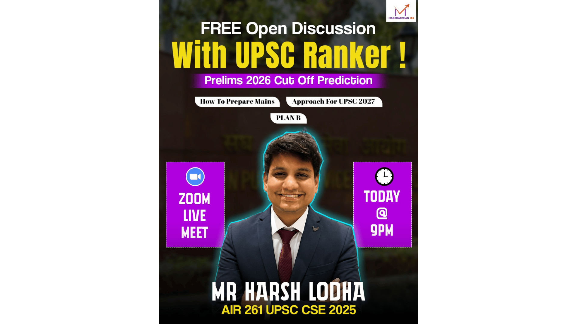 Harsh Lodha AIR 261 LIVE Tonight @9PM – Join Now!