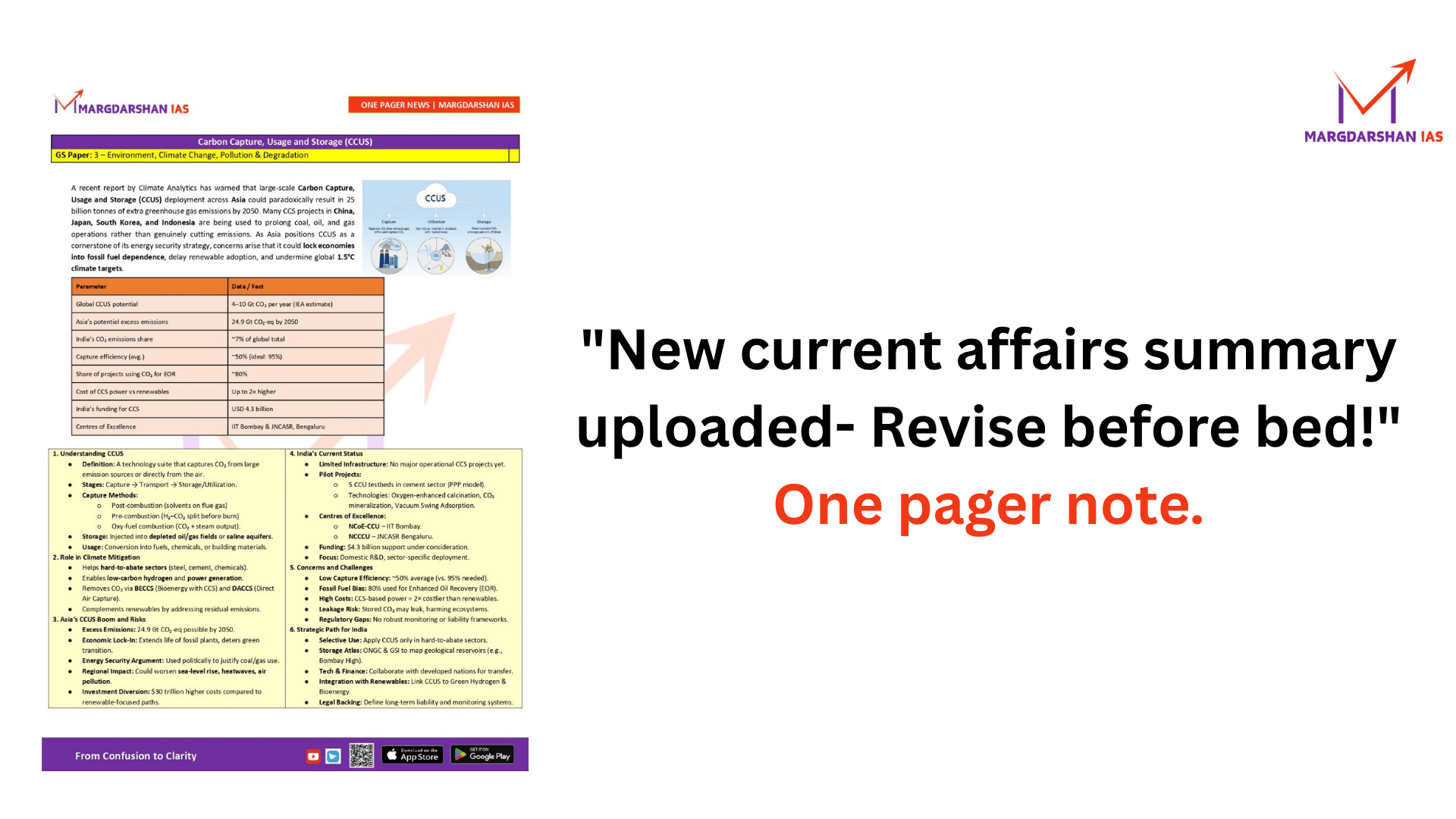 "New current affairs  summary uploaded- Revise  before bed!" One pager note.