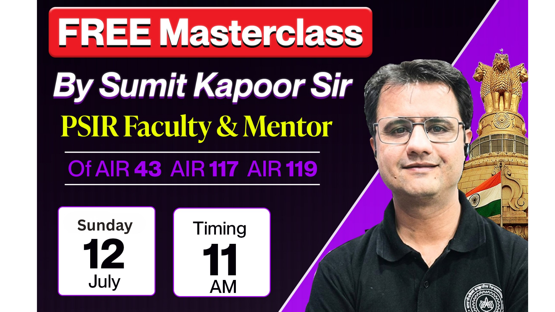 🚨 PSIR Masterclass Starts Today at 11:00 AM!