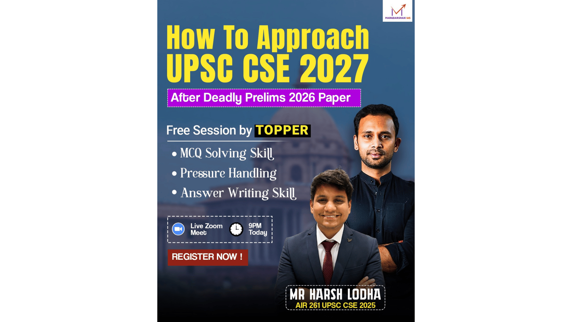 Topper Harsh Lodha (AIR 261) LIVE – Don’t Miss @9PM